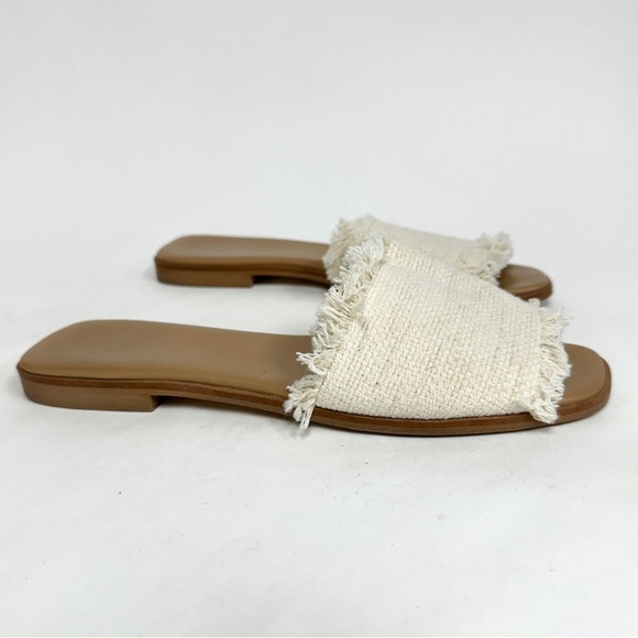 Flattered Woven Flat Sandals Beige Cream Slip On Slides Fringe Rattan EU 38 $199 - Picture 3 of 10